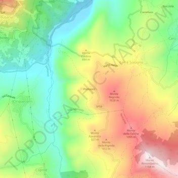 Topografisk kort Primaore, højde, terræn