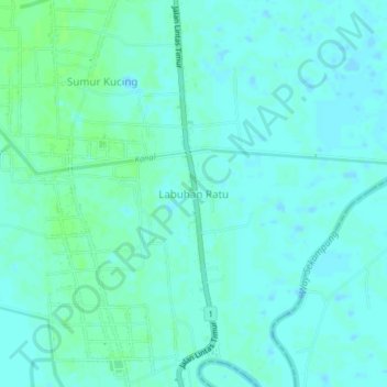 Topografisk kort Labuhan Ratu, højde, terræn