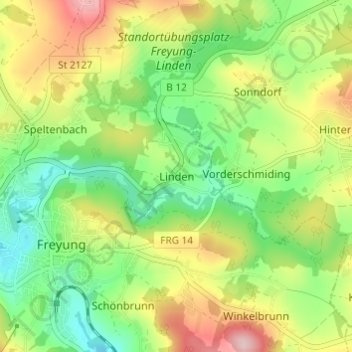 Topografisk kort Linden, højde, terræn