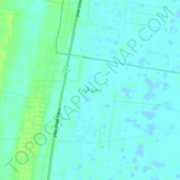 Topografisk kort Pasir Sakti, højde, terræn