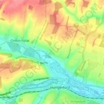Topografisk kort Leverton, højde, terræn