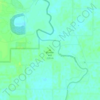 Topografisk kort Bunker Hill, højde, terræn