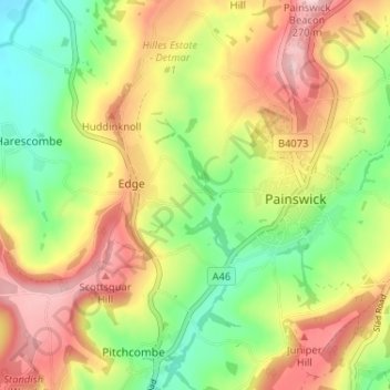 Topografisk kort Haines Green, højde, terræn
