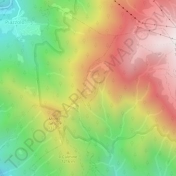 Topografisk kort Prato Gervasio, højde, terræn