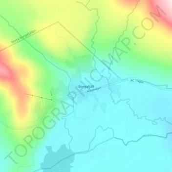 Topografisk kort Borgafjäll, højde, terræn