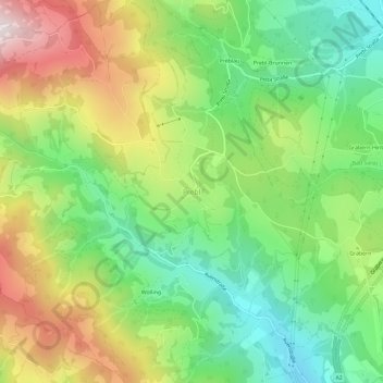 Topografisk kort Prebl, højde, terræn