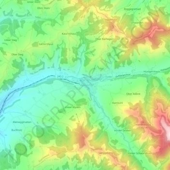 Topografisk kort Wasen, højde, terræn