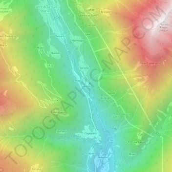 Topografisk kort Scilironi, højde, terræn