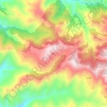 Topografisk kort Ortì, højde, terræn