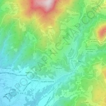 Topografisk kort Orturano, højde, terræn