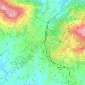 Topografisk kort Zorba, højde, terræn