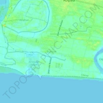 Topografisk kort Bunton, højde, terræn