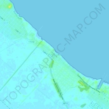 Topografisk kort Punta Lara, højde, terræn
