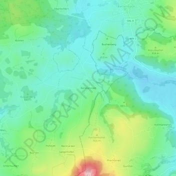 Topografisk kort Remnatsried, højde, terræn
