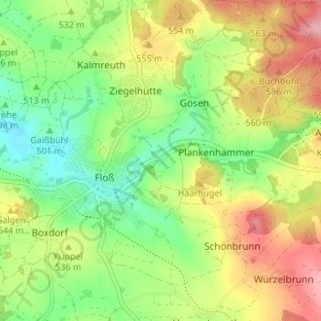 Topografisk kort Hardtheim, højde, terræn