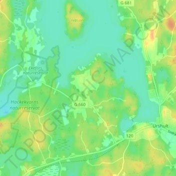 Topografisk kort Dunshult, højde, terræn