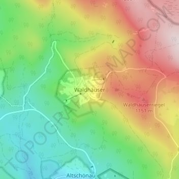 Topografisk kort Waldhäuser, højde, terræn