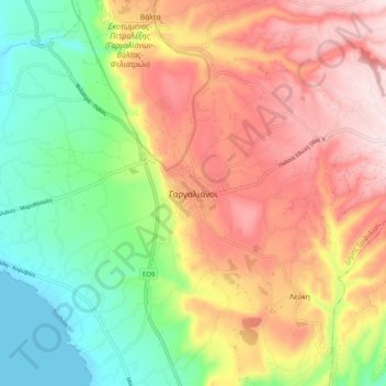 Topografisk kort Gargaliani, højde, terræn