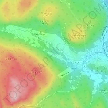 Topografisk kort Storbacken, højde, terræn