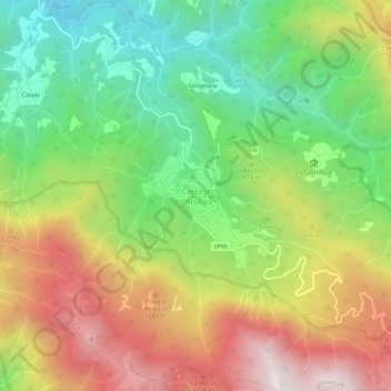 Topografisk kort Il Castagno d'Andrea, højde, terræn