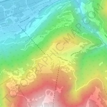 Topografisk kort Vercorin, højde, terræn
