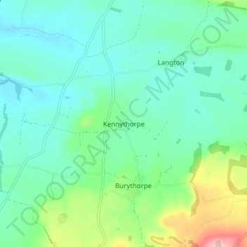 Topografisk kort Kennythorpe, højde, terræn