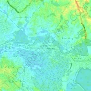 Topografisk kort Semarang, højde, terræn