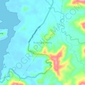 Topografisk kort Budong-budong, højde, terræn