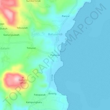 Topografisk kort Pamona, højde, terræn