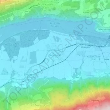 Topografisk kort Weizelsdorf, højde, terræn