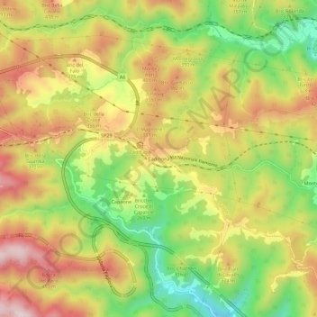 Topografisk kort Cadibona, højde, terræn
