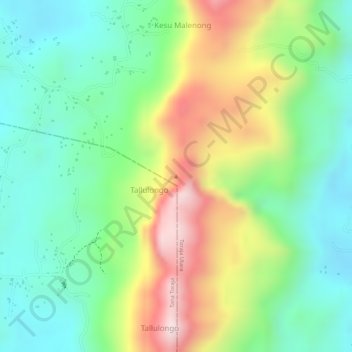 Topografisk kort Buntu Sarira, højde, terræn
