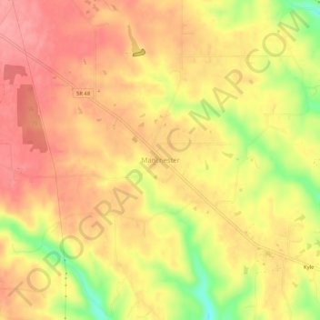 Topografisk kort Manchester, højde, terræn
