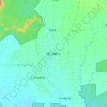 Topografisk kort Siliragung, højde, terræn