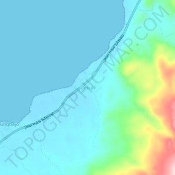 Topografisk kort Uekuli, højde, terræn