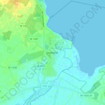 Topografisk kort Jonstorp, højde, terræn