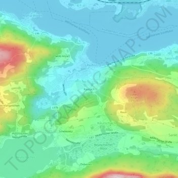 Topografisk kort Raunach, højde, terræn