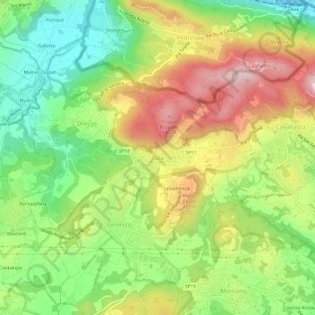 Topografisk kort Parè, højde, terræn