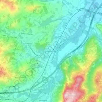 Topografisk kort Alanno Scalo, højde, terræn