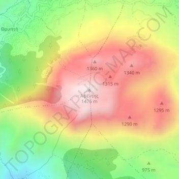 Topografisk kort Afendis, højde, terræn