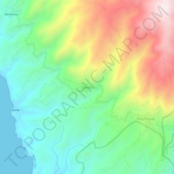 Topografisk kort Trypes, højde, terræn