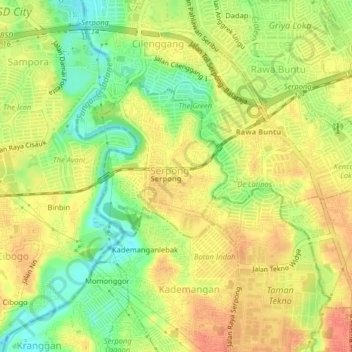 Topografisk kort Cadasmampar, højde, terræn