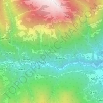 Topografisk kort Pregliasca, højde, terræn