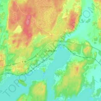 Topografisk kort Skattkärr, højde, terræn