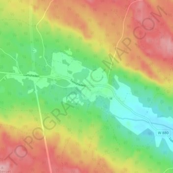 Topografisk kort Lumsheden, højde, terræn
