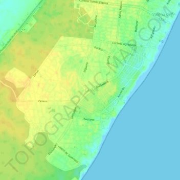 Topografisk kort Cariló, højde, terræn