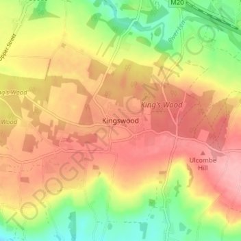 Topografisk kort Kingswood, højde, terræn