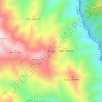 Topografisk kort Manipi, højde, terræn