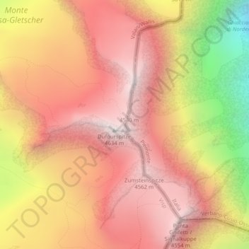 Topografisk kort Silbersattel, højde, terræn