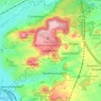 Topografisk kort Löbelstein, højde, terræn